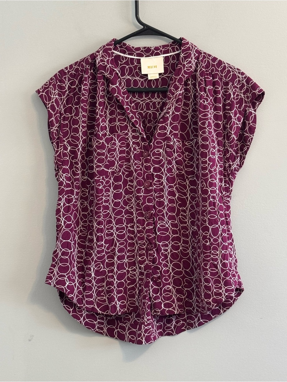 Maeve Anthropologie XS Abstract Print Button Front Blouse Top